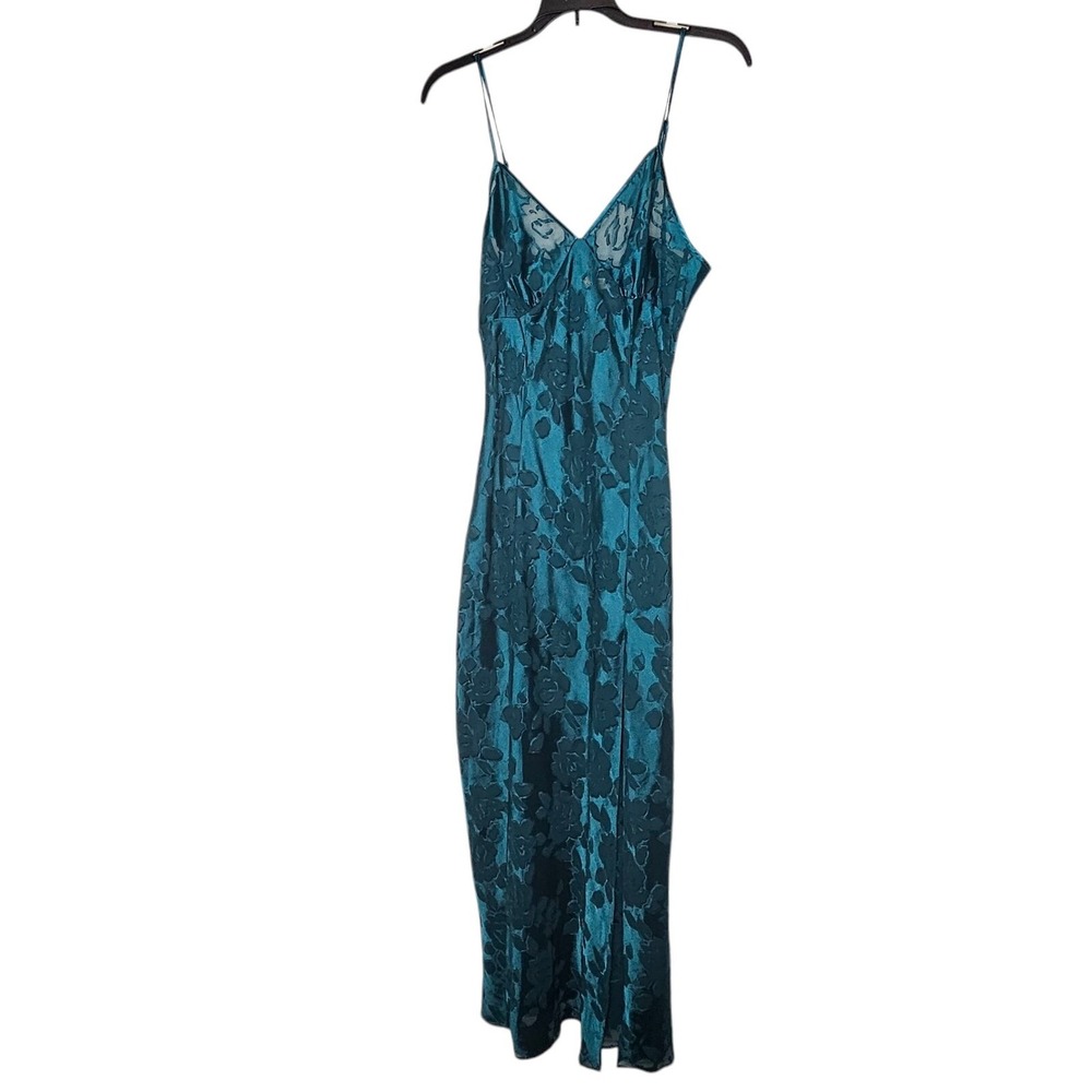 Vintage Victorias Secret Gold Label Maxi Slip Dress Floral Lingerie Gown Green L